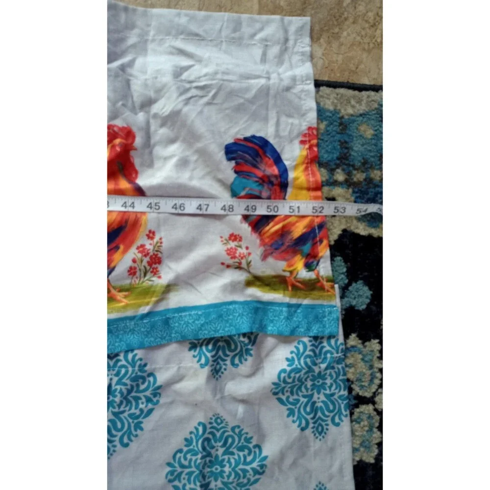3 pc Curtains Set: 2 Tiers & Valance COUNTRY ROOSTERS Farmhouse Kitchen Boho